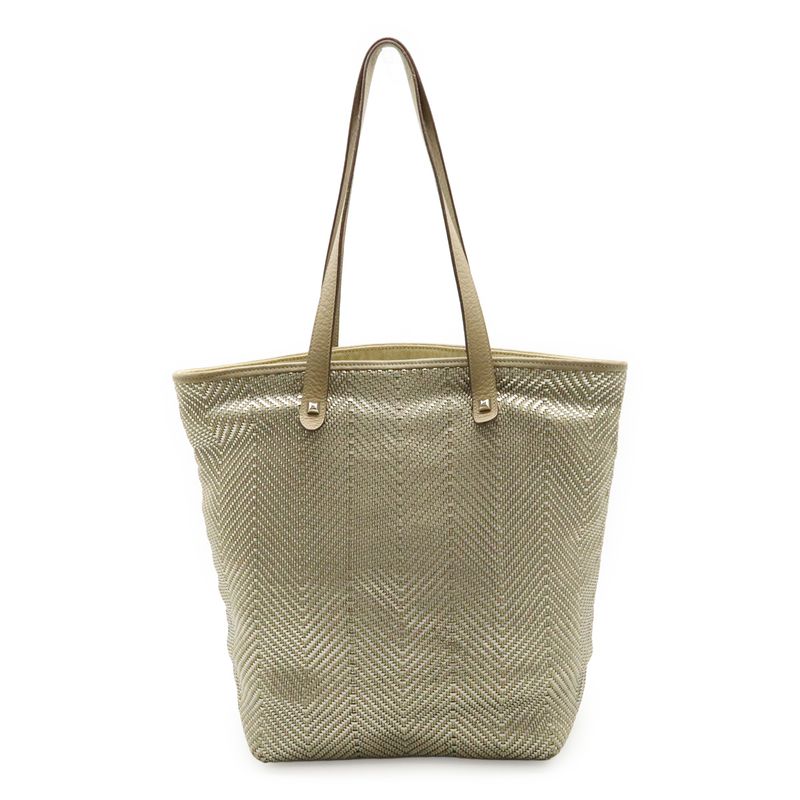 Hermes Hippo Chennai MM Tote Bag Shoulder Bag Braided Leather Beige Silver