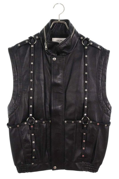 Celine 2eb16280d Studded Decoration Harness Sleeveless Leather Jacket Men's 46
