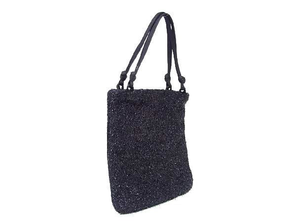 Rare Prada B8698 Nylon And Wool Handbag Tote Bag Women's Black Be6443