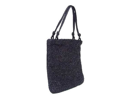 Rare Prada B8698 Nylon And Wool Handbag Tote Bag Women's Black Be6443