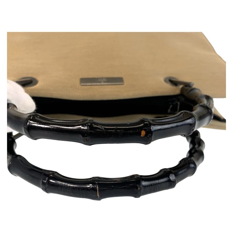 Gucci Bamboo Beige Gunmetal Hardware Canvas/bamboo 002 1010 Handbag Tote Bag