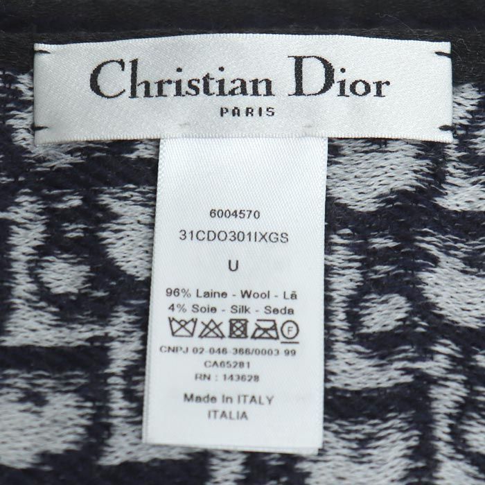 DIOR Logo Oblique Big Scarf Navy 31cdo301ixgs Women's Used