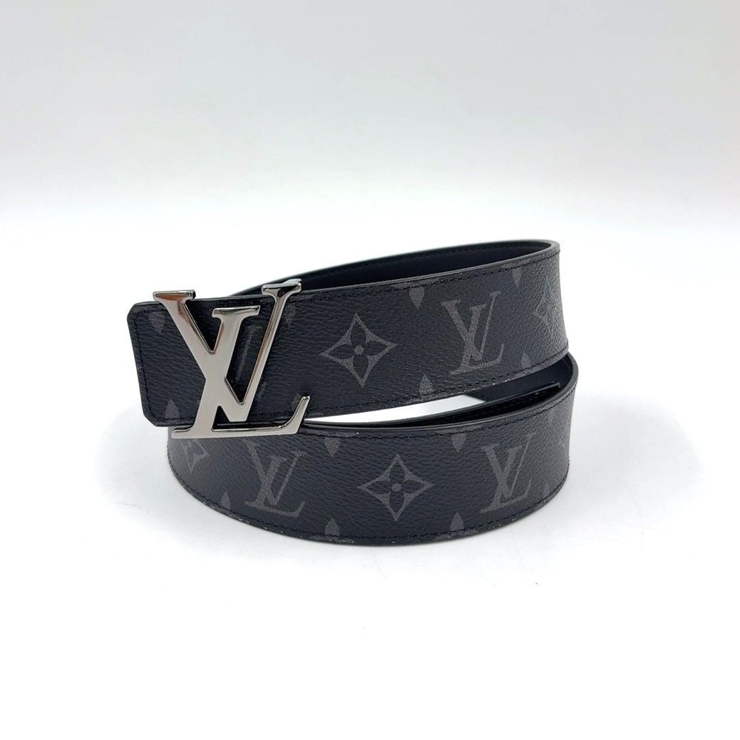 Louis Vuitton Initial Monogram Reversible Leather Black Belt Silver