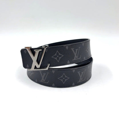 Louis Vuitton Initial Monogram Reversible Leather Black Belt Silver