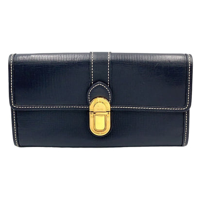 Louis Vuitton Portefeuille Sarah Cuir Utah Initials Leather Navy Wallet Gold