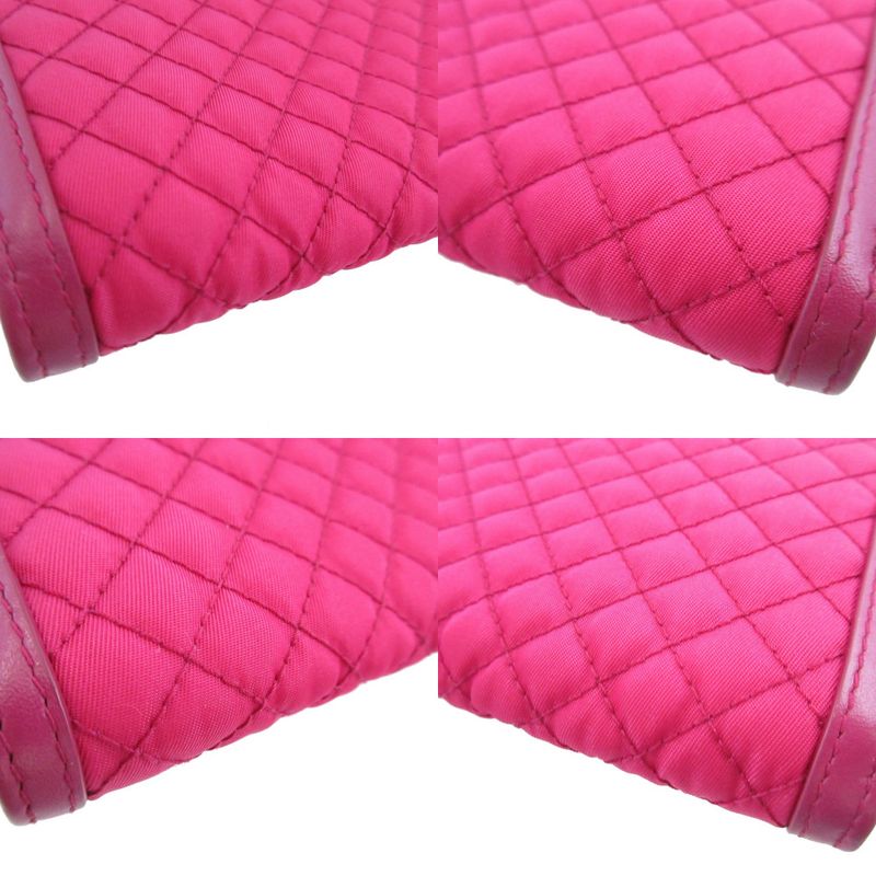 Prada Quilted Nylon Pink L Shaped Zipper Long Wallet 1042 Prada