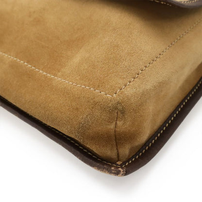 Loewe Anagram Shoulder Bag Messenger Bag Crossbody Suede Leather Khaki Beige