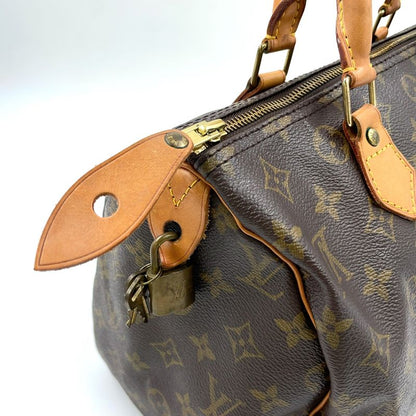 Louis Vuitton Speedy 30 Monogram Leather X PVC Brown Handbag Gold N41370