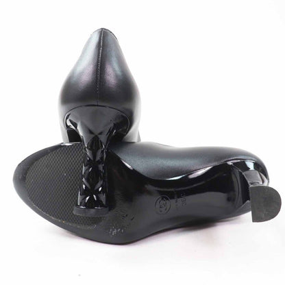 CHANEL G40154 Matelasse Heels Coco Mark Stitching Leather Pumps Black 36 With