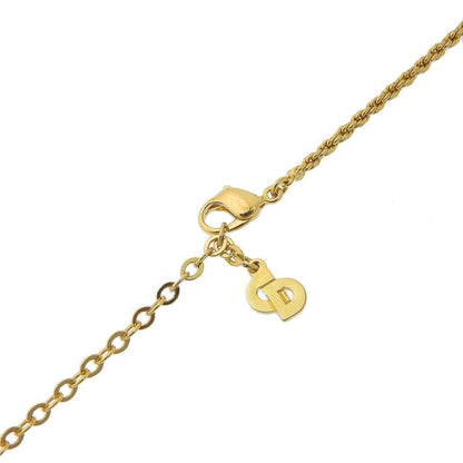 [dior] Christian Dior Emblem Logo Gold Plated X Rhinestone Ladies 11g Necklace