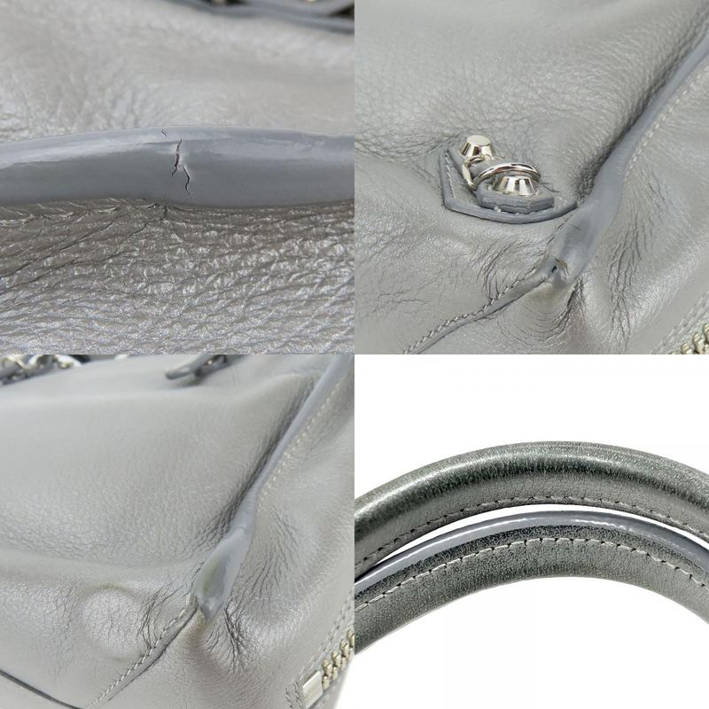 Balenciaga Handbag Paper Mini 357333 Leather Silver 2WAY Shoulder Women