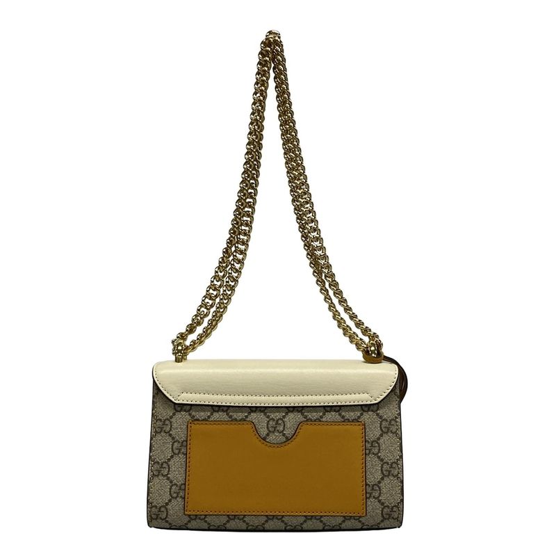 Gucci Shoulder Bag Padlock Small 409487 Beige Dark Brown And Ivory Chain