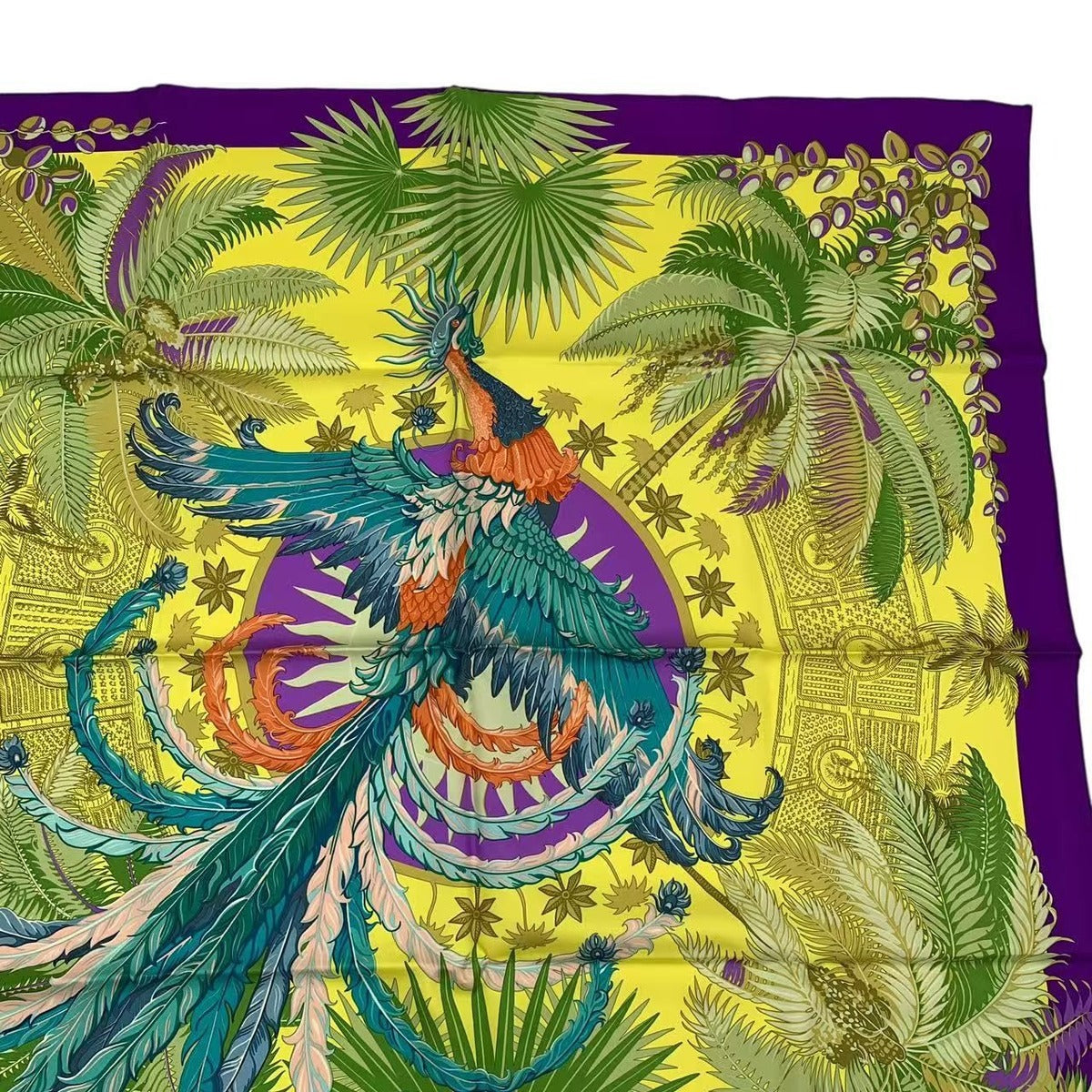 Hermes Carre 90 Mythiques Phoenix Silk Scarf Purple — view 4
