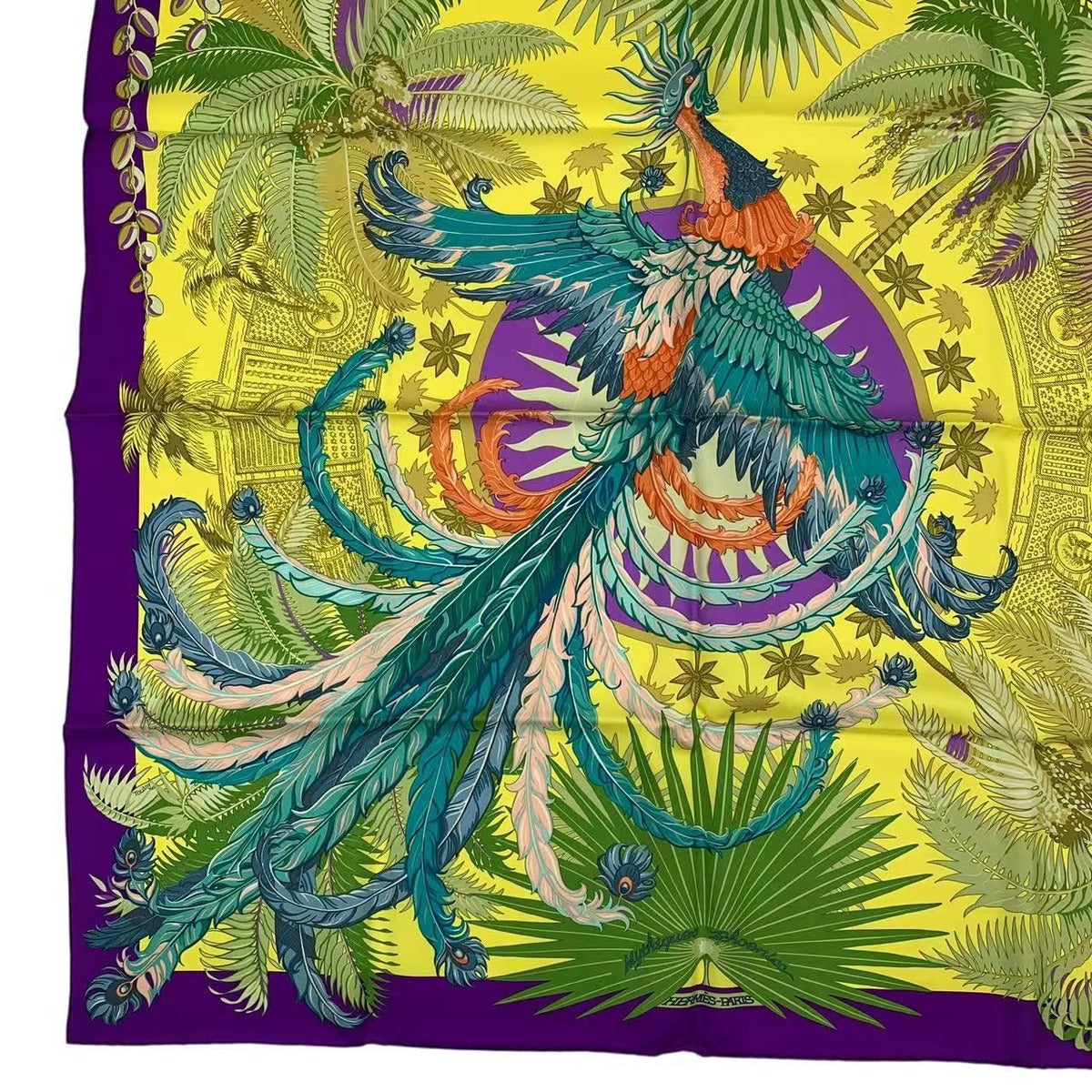 Hermes Carre 90 Mythiques Phoenix Silk Scarf Purple — view 5
