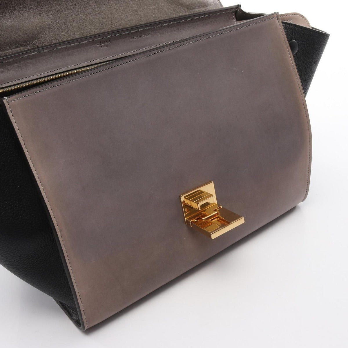 Celine Handbag Trapeze Small Navy Black Grey Leather Gray. — view 5