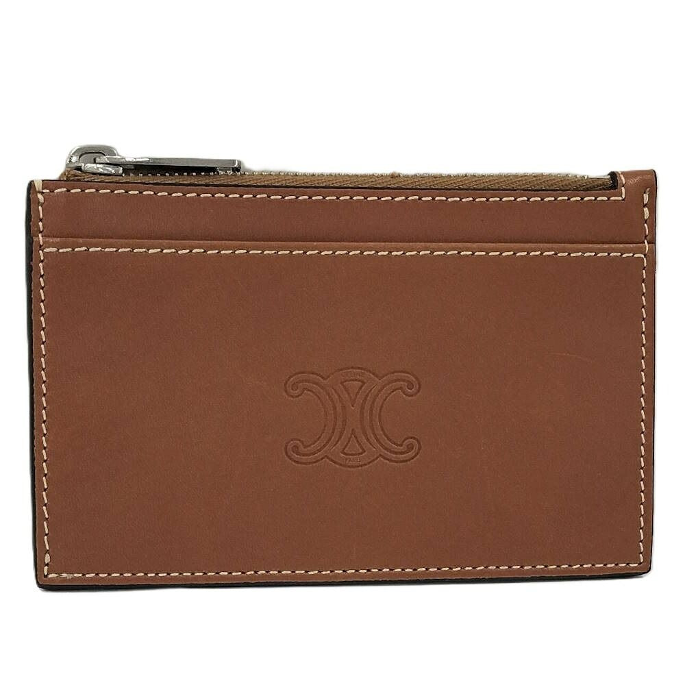Celine Zip Card Case Leather Brown