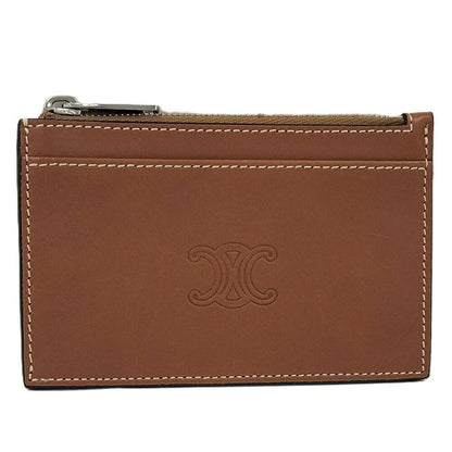 Celine Zip Card Case Leather Brown