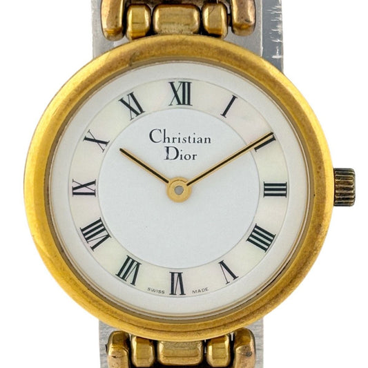 Dior Round Shell Dial Watch SS Quartz White