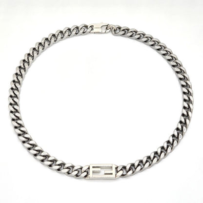 Fendi Baguette Necklace Chain Link Palladium Polished Metal 46cm (1811in) Long