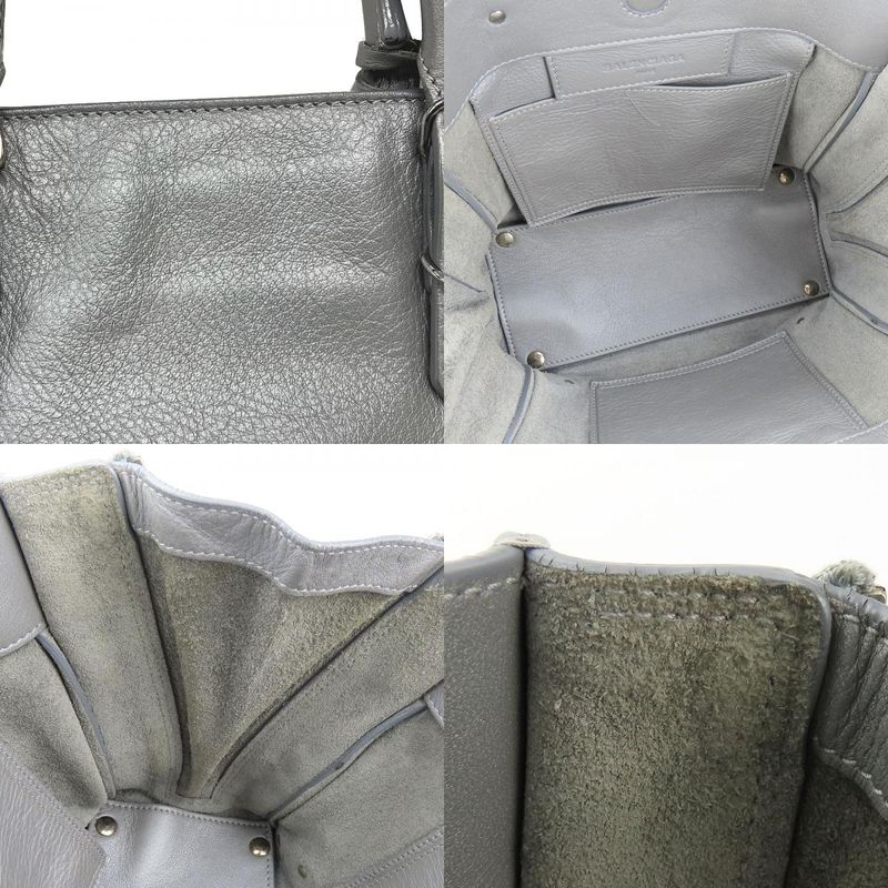Balenciaga Handbag Paper Mini 357333 Leather Silver 2WAY Shoulder Women