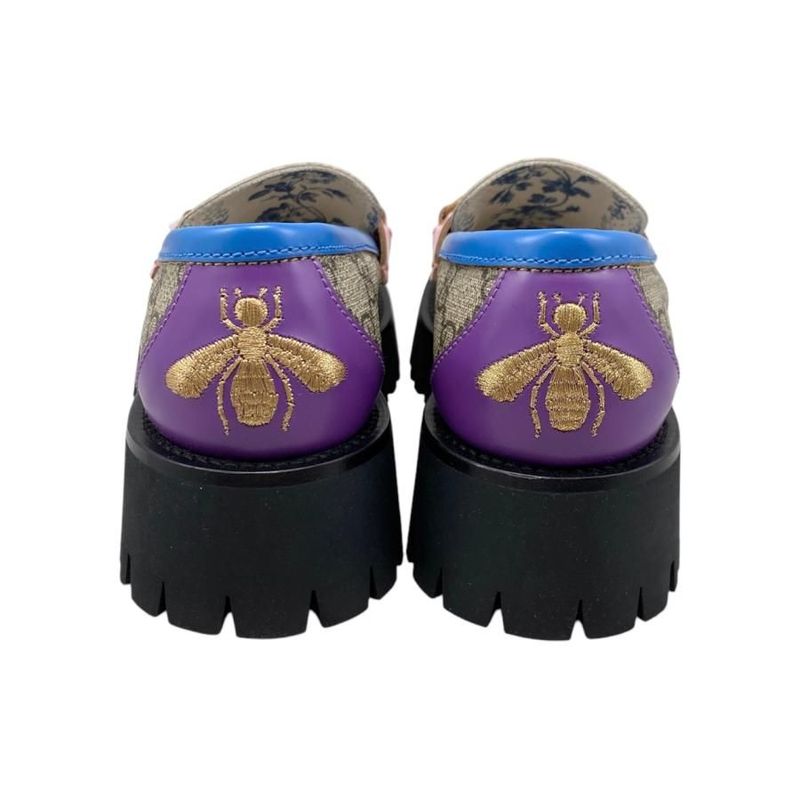 Gucci Loafer GG Supreme Bee Embroidery 727170 34 Size Flower Multicolor Beige