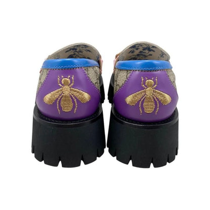 Gucci Loafer GG Supreme Bee Embroidery 727170 34 Size Flower Multicolor Beige