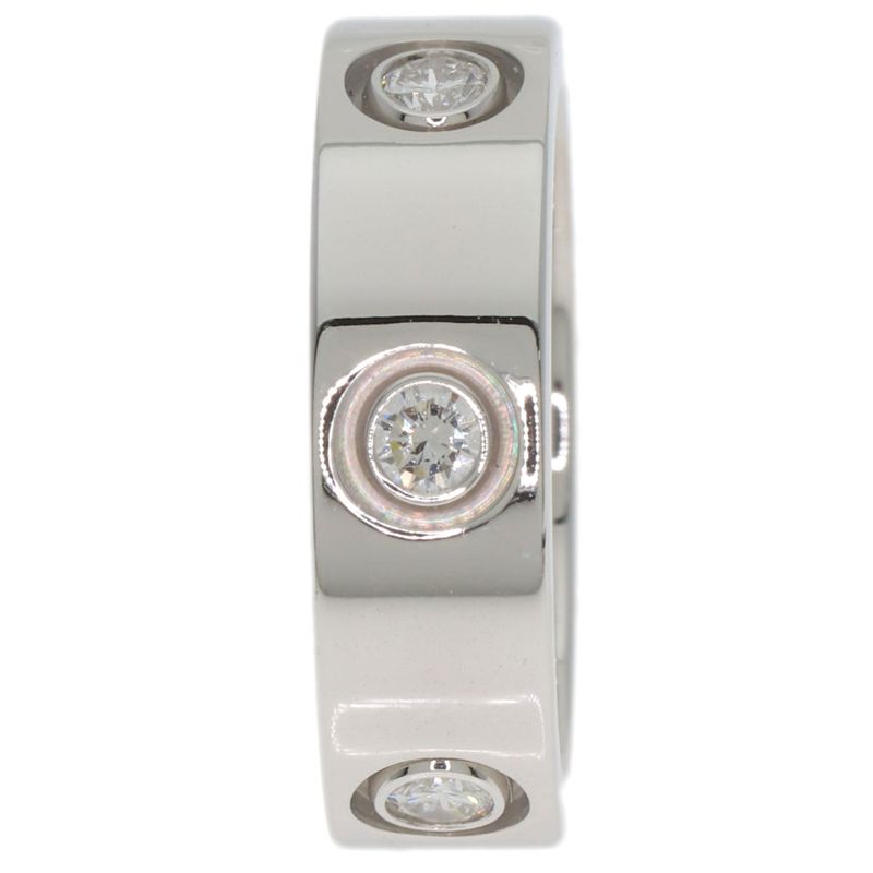 Cartier Love Ring Full Diamond #50 Ring - 18K White Gold Ladies