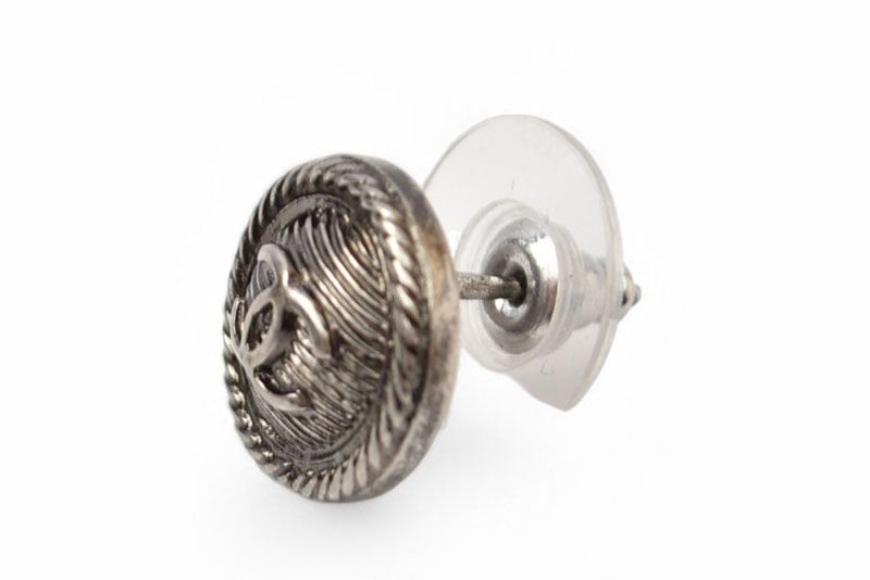 Chanel Earrings Chanel CC Coco Circle Motif Antique Silver B18