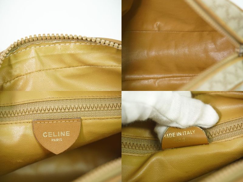 Authentic Celine Macadam Shoulder Bag Pochette PVC Beige Macadam Bag Pre-owned