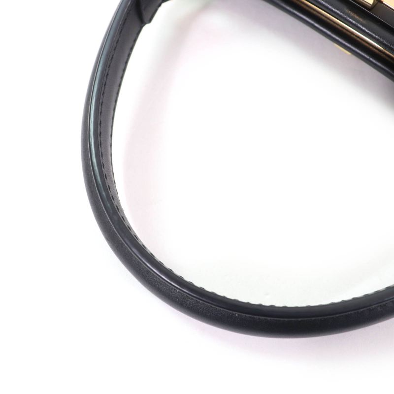 Fendi 8bn290 Peekaboo Regular Nappaleather 2WAY Shoulder Handbag Black Gold