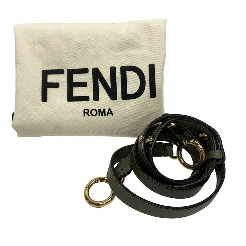 Fendi Handbag Mini Peekaboo Pocket 8bn311 Khaki Leather