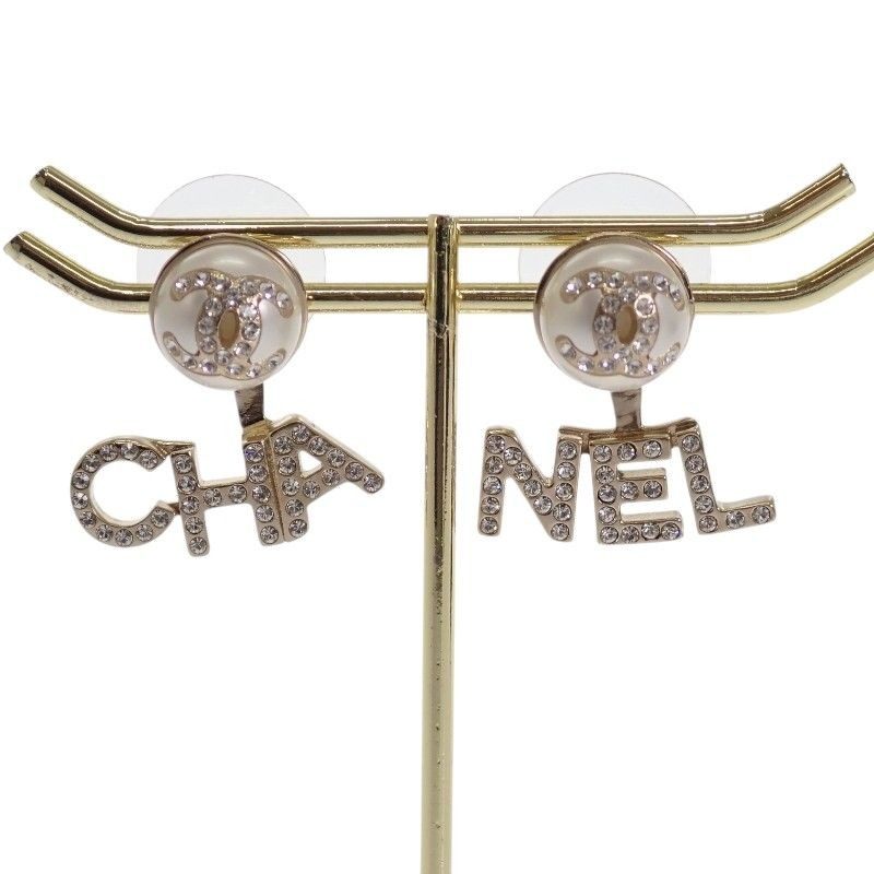 Chanel CC Logo Earrings 2-Way Faux Pearl Gold