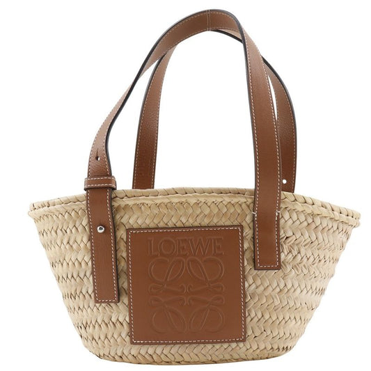 Loewe Basket Bag Small Bag Raffia X Leather Brown Women's Tote Bag