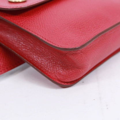 Hermes Pochette Green Courchevel Rouge Vif Blue France Waist Bag Leather Blue
