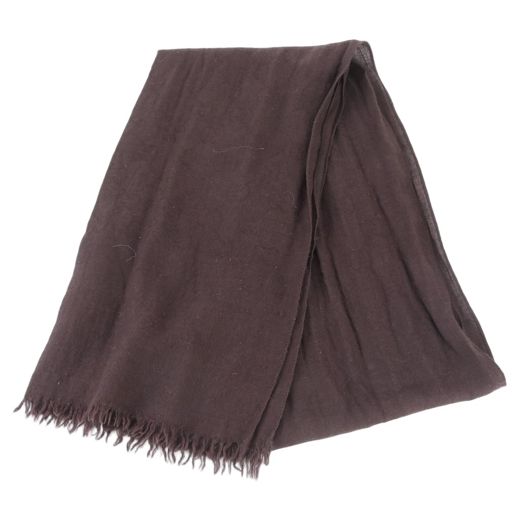 Gucci Tag GG Pattern Silk Shawl Fringe Scarf Brown
