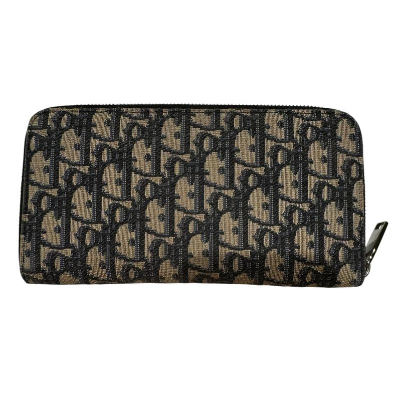 DIOR 10-bo-0252 Oblique Jacquard Long Wallet Unisex Navy -