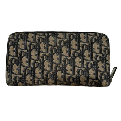 DIOR 10-bo-0252 Oblique Jacquard Long Wallet Unisex Navy -
