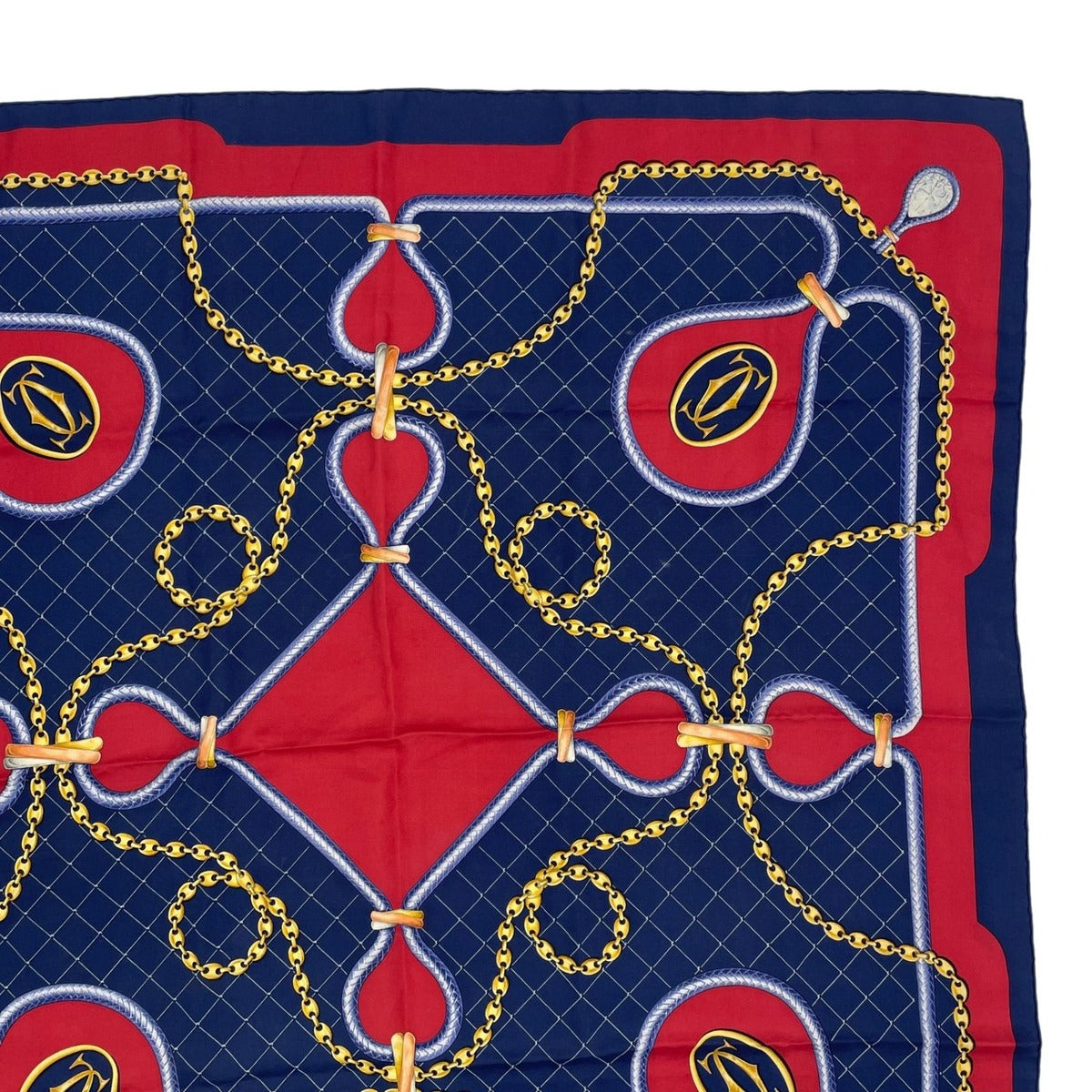 Cartier Scarf Silk Chain Rope Navy Red — view 3