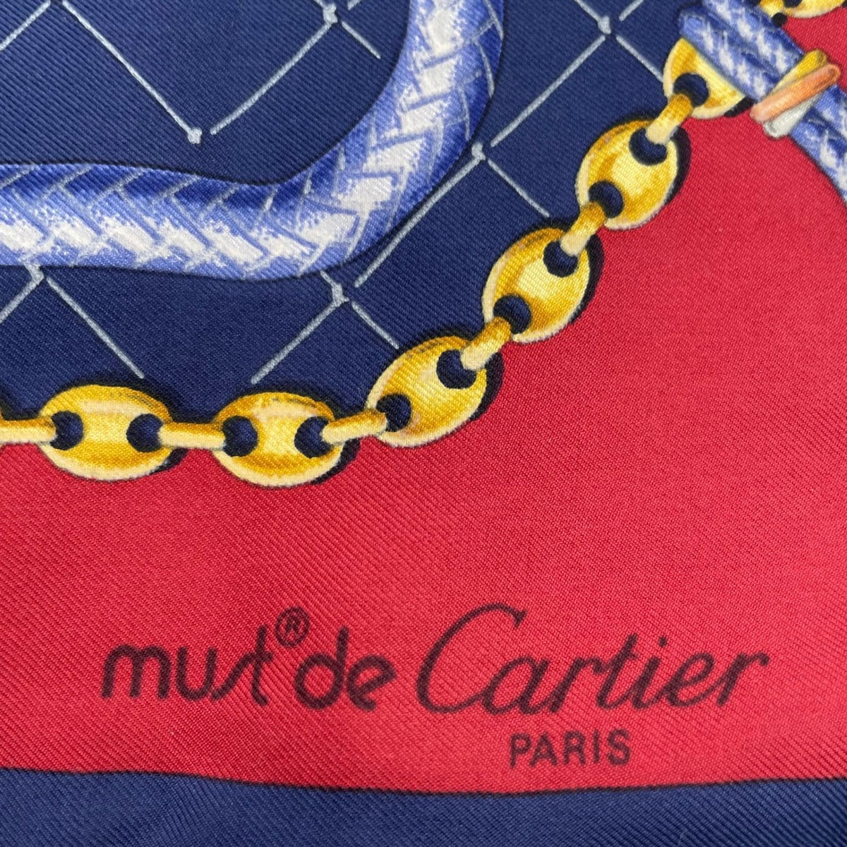 Cartier Scarf Silk Chain Rope Navy Red — view 6