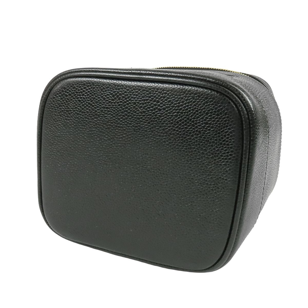 Chanel Vanity Bag Black Gold Caviar Leather CC Logo Handbag — view 3