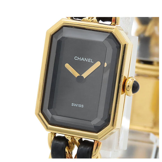 Chanel Premiere Black SS Leather L Watch Quartz