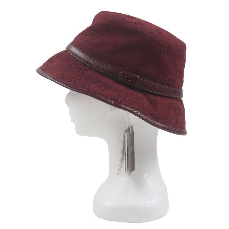 Gucci 833280 Ggmonogram Leather Use Hat Bucket Hat Bordeaux L 58cm (22.83in)