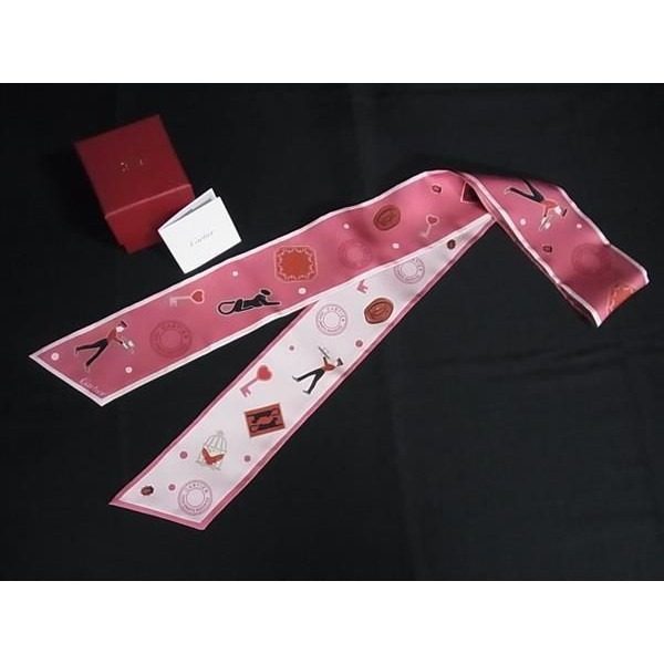 Cartier Diavolo de Silk Ribbon Scarf Pink