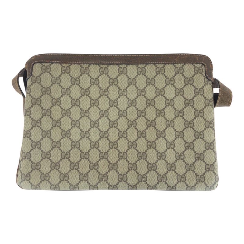 Gucci Vintage Old Gucci Sherry Line Beige Brown GG Supreme Canvas 010-378