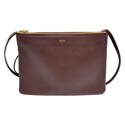 Celine Shoulder Bag Trio Large Bordeaux Leather