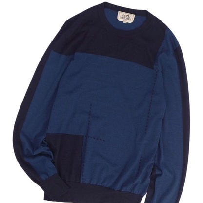 Hermes Knit Sweater Long Sleeve Cashmere Made In Italy Top Men's S Blue Navy