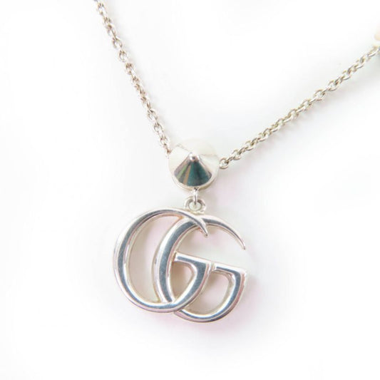 Gucci 527399 Double G Mother Of Pearl Necklace Ag925 Silver Pink With Box And