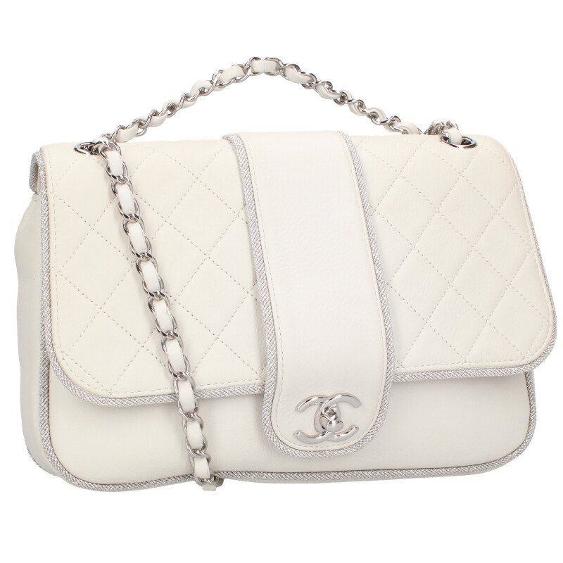 Chanel Elementary Chic Flap Lambskin Chain Shoulder Bag Women