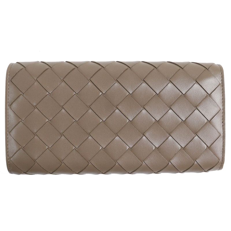 Bottega Veneta Intrecciato Flap Wallet Bifold Leather Long Wallet Brown Storage