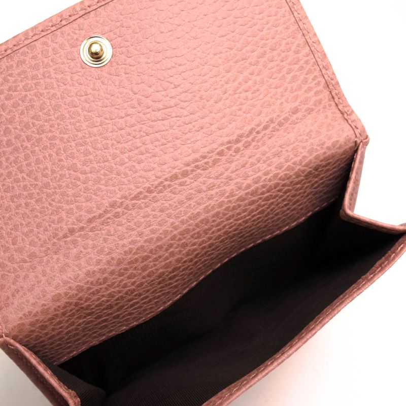 Gucci Wallet Ladies Women Leather Genuine Pink 806215924 Hook Bifold with